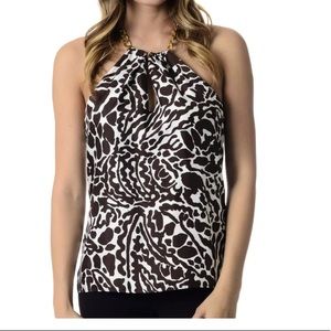 Milly of New York Animal Print Silk Halter Top